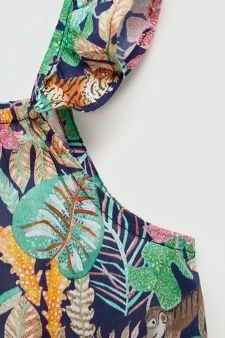 Blouse en imprimé tropical - Bleu marine