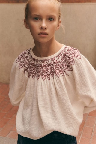 Blouse détails brodés - Ecru