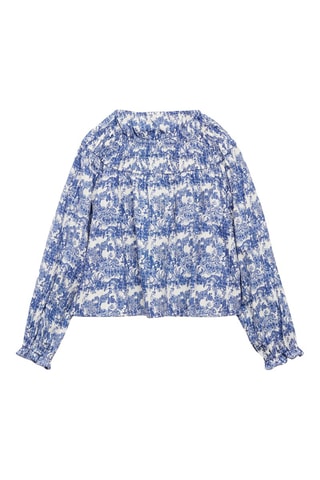 Blouse imprimée froncée - Bleu