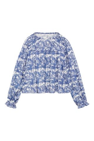 Blouse imprimée froncée - Bleu