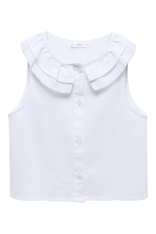 Blouse lin à boutons - Blanc