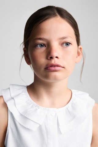 Blouse lin à boutons - Blanc