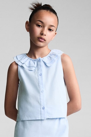 Blouse lin à boutons - Ciel