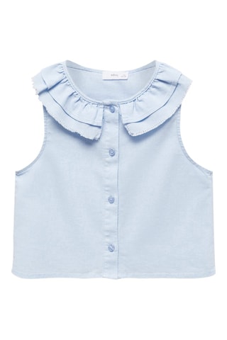 Blouse lin à boutons - Ciel