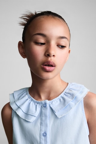 Blouse lin à boutons - Ciel