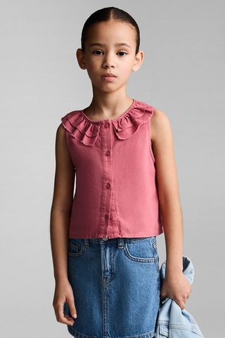 Blouse lin à boutons - Fraise