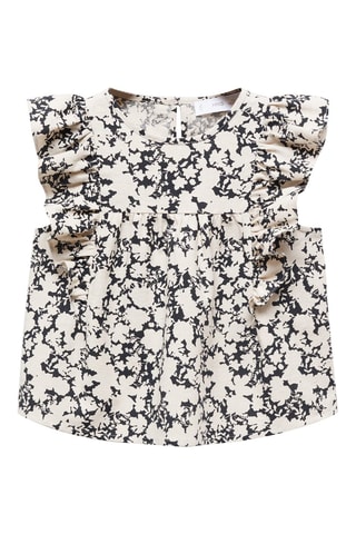 Blouse volantée lin - Noir