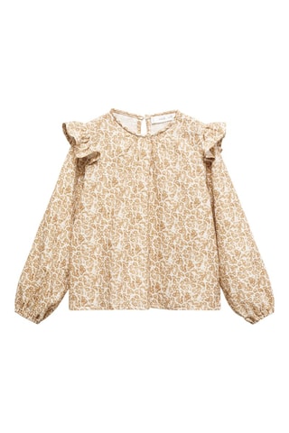 Blouse imprimée à volants - Ocre