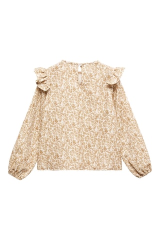 Blouse imprimée à volants - Ocre