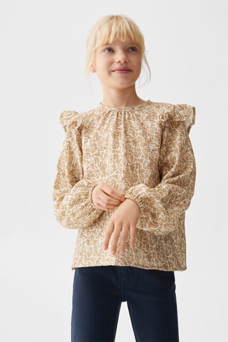 Blouse imprimée à volants - Ocre