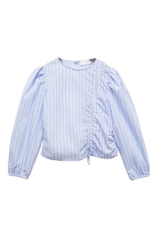 Blouse à rayures et noeud - Bleu