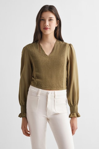 Blouse fluide froncée - Kaki