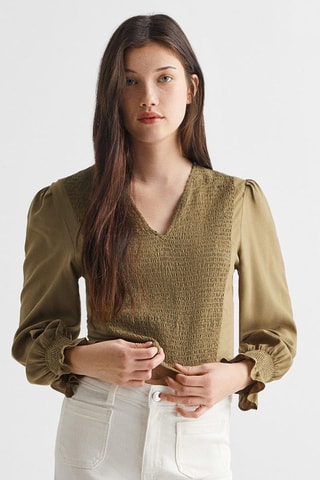 Blouse fluide froncée - Kaki
