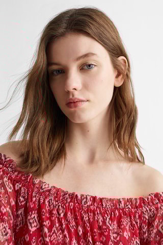 Blouse épaules découvertes - Rouge