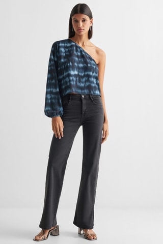 Blouse asymétrique imprimée - Bleu