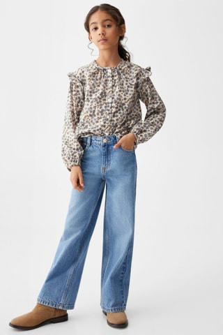 Blouse en coton imprimée - Bleu marine