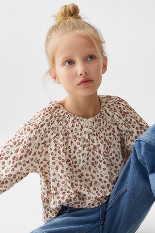 Blouse à fleurs - Blanc cassé