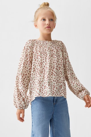 Blouse à fleurs - Blanc cassé