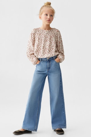 Blouse à fleurs - Blanc cassé