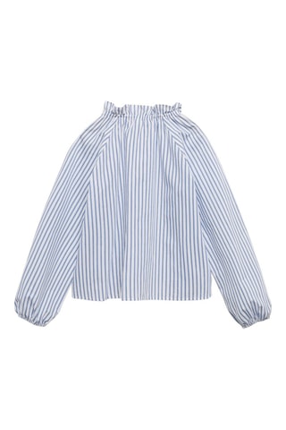 Blouse rayures détail froncé - Bleu