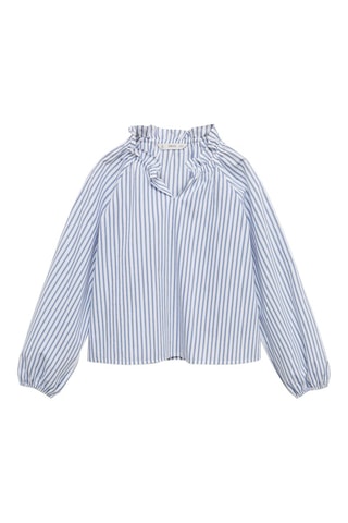 Blouse rayures détail froncé - Bleu