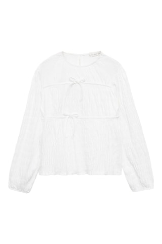 Blouse froncée noeuds - Blanc cassé