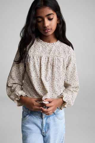 Blouse en imprimé floral - Blanc cassé