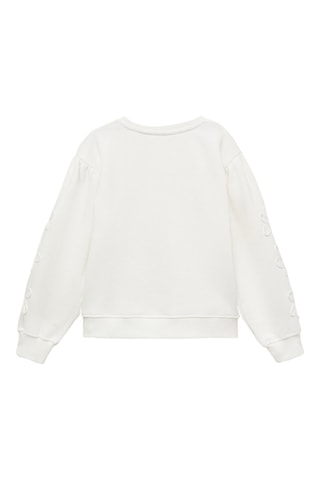 Sweat-shirt coton détails brodés - Blanc cassé