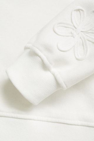 Sweat-shirt coton détails brodés - Blanc cassé