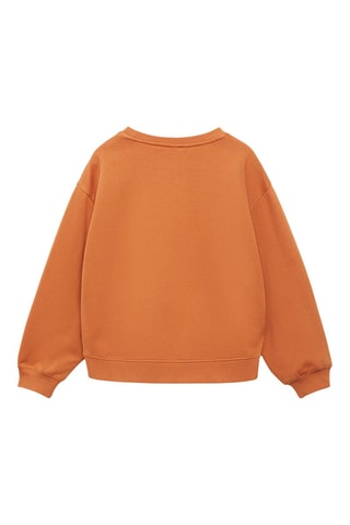 Sweat-shirt coton détails brodés - Rouge orangé