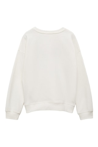Sweat-shirt coton détails brodés - Blanc cassé