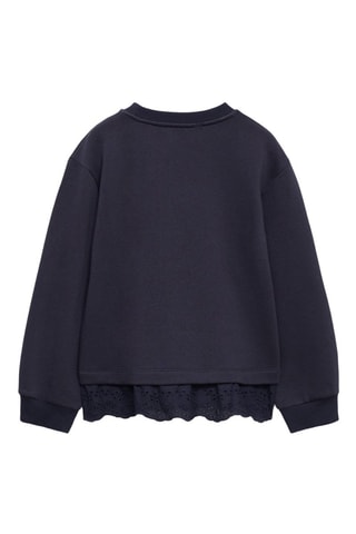 Sweat-shirt coton détails brodés - Bleu marine