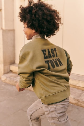 Sweat-shirt coton imprimé - Kaki
