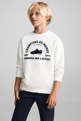 Sweat-shirt coton imprimé - Blanc cassé