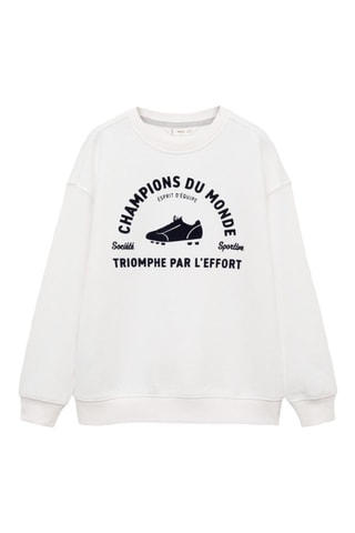 Sweat-shirt coton imprimé - Blanc cassé