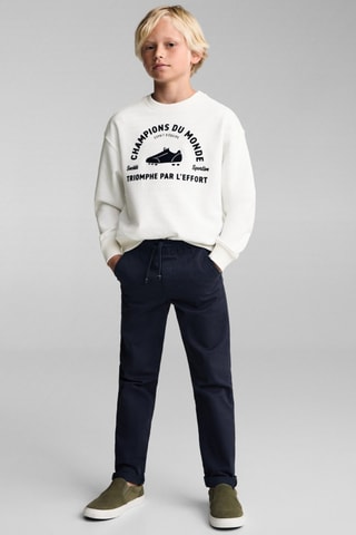 Sweat-shirt coton imprimé - Blanc cassé