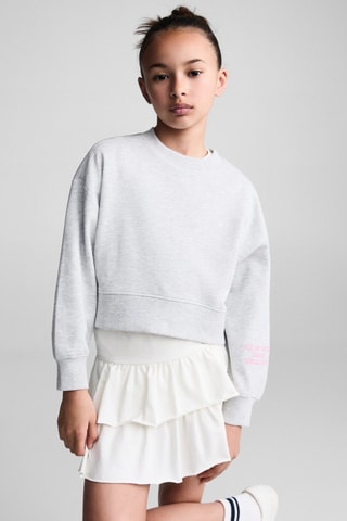 Sweat-shirt crop message - Gris