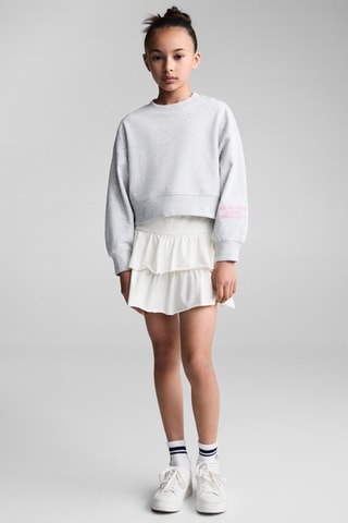 Sweat-shirt crop message - Gris
