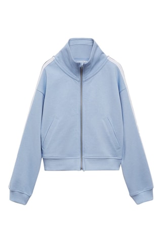 Sweat-shirt coton zip - Ciel