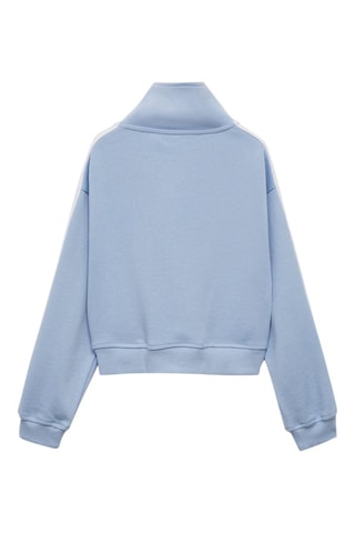 Sweat-shirt coton zip - Ciel