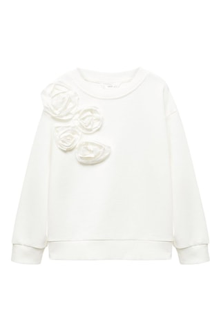 Sweat-shirt fleurs en relief - Blanc cassé