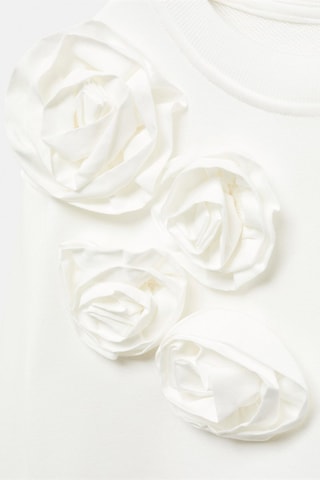 Sweat-shirt fleurs en relief - Blanc cassé