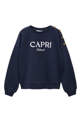 Sweat-shirt message brodé - Bleu marine