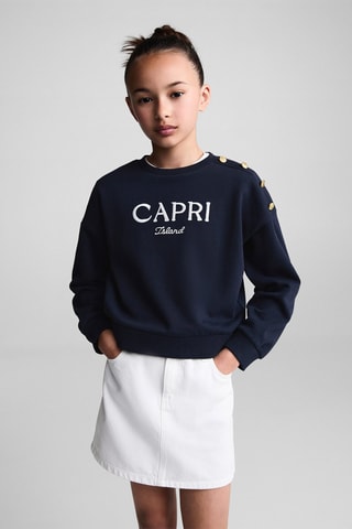 Sweat-shirt message brodé - Bleu marine