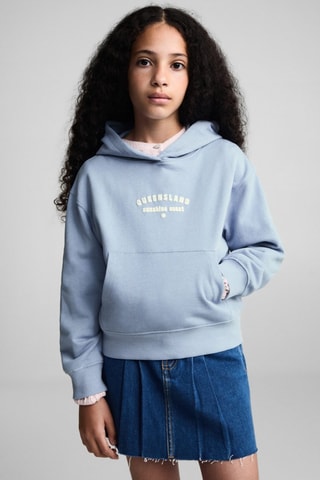 Sweat-shirt imprimé capuche - Bleu clair