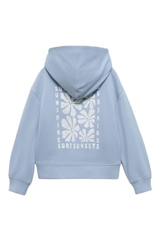 Sweat-shirt imprimé capuche - Bleu clair