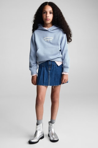 Sweat-shirt imprimé capuche - Bleu clair