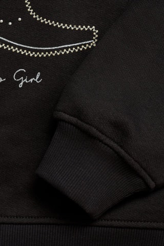 Sweat-shirt coton détails brodés - Noir