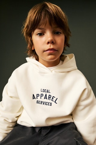 Sweat-shirt message brodé - Blanc cassé