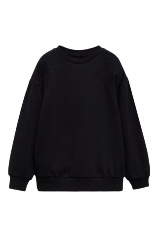 Sweat-shirt coton détails brodés - Noir